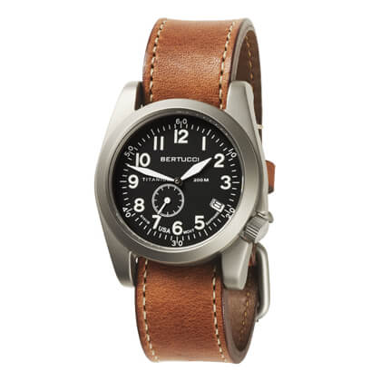 watch with leather wrist band