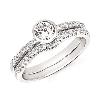 White gold diamond engagement ring with matching diamond band