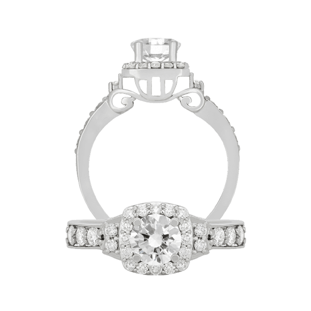 engagement ring profile and top view